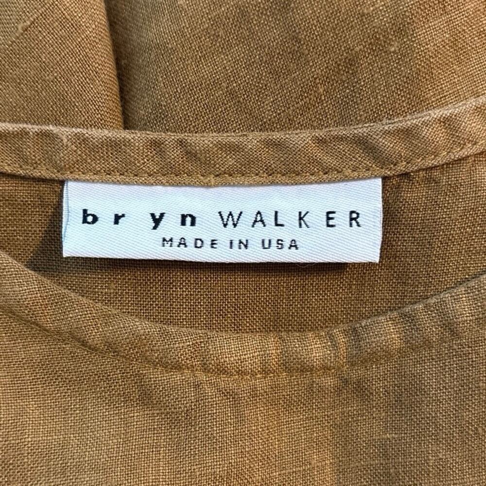 Bryn Walker Size M 100% Linen Midi Dress Chartreuse Lagenlook Made in USA - Picture 4 of 7